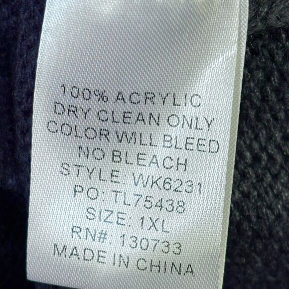 UMGEE Blue Sweater Fringe Bell Sleeves V Neck Boxy Cable Knit - Picture 9 of 9